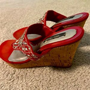 Red Embellished Platform Sandals - White House Black Market